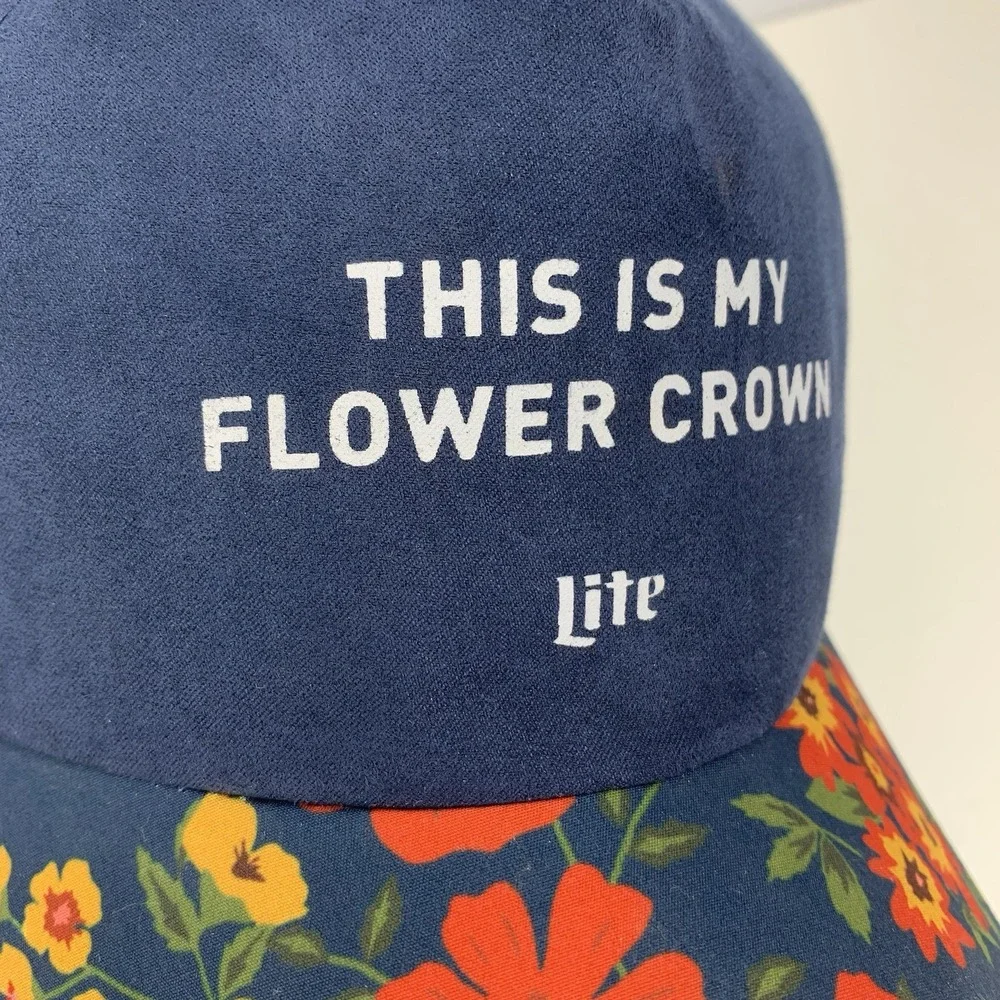 Miller Lite Hat This Is My Flower Crown Women Adjustable Soft Feel Baseball Cap